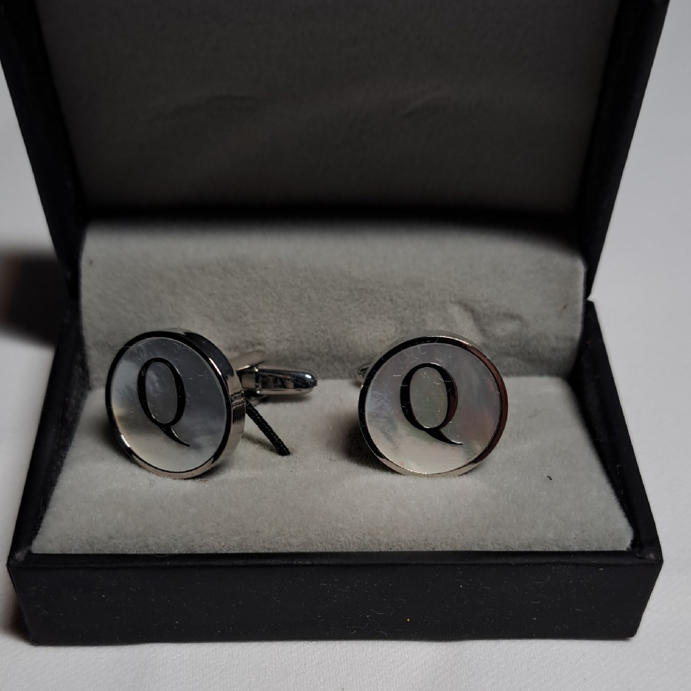 Elegant Silver Cufflinks with Black Initials